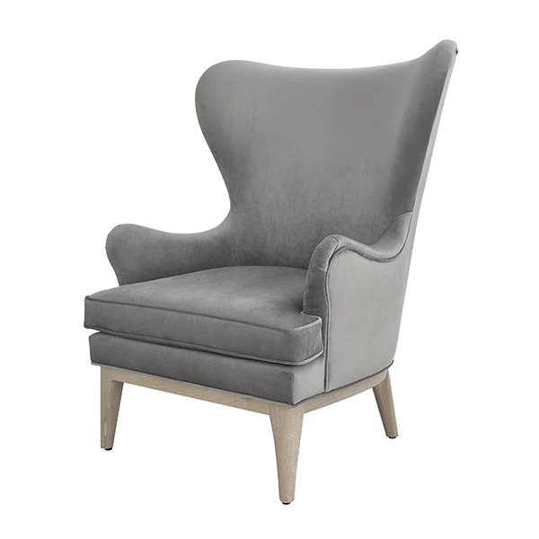 Frisco Grey wing chair angle view