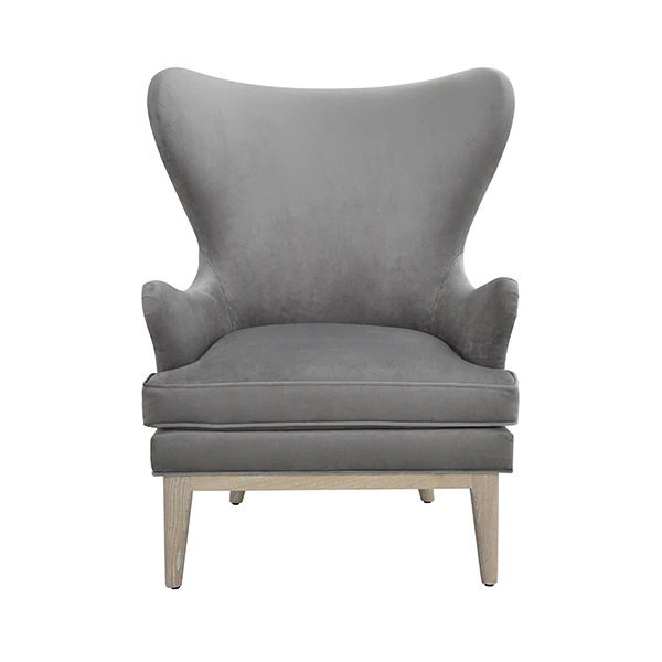Frisco Grey wing chair front view
