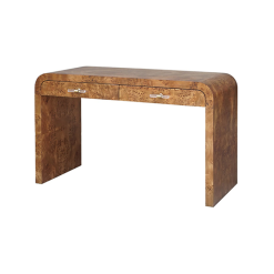 Dark Burl Wood Desk angle view