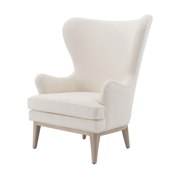 Frisco Ivory wing chair angle view