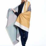 Mustard Weed Alpaca Throw showing front and back