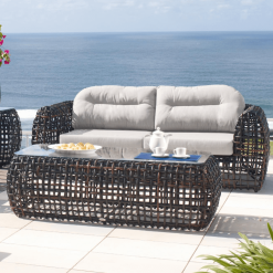 Dynasty Sofa in Black mushroom color lifestyle.