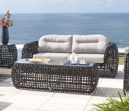 Dynasty Sofa in Black mushroom color lifestyle.