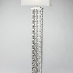 Linked Tower Floor Lamp features intricate linking. Silver