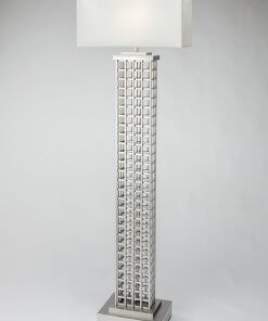 Linked Tower Floor Lamp features intricate linking. Silver