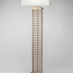 Linked Tower Floor Lamp features intricate linking. Champagne color