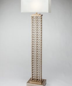 Linked Tower Floor Lamp features intricate linking. Champagne color