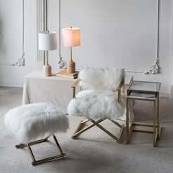Directors chair set shown in gold.