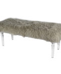 Gray Mongolian Fur Bench with Acrylic legs Angle view