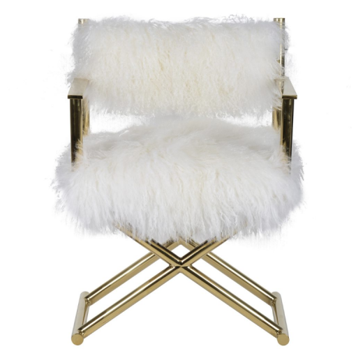Directors Chair & Ottoman, Mongolian Fur - Image 4