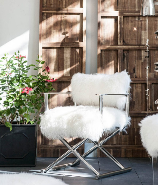 Directors Chair & Ottoman, Mongolian Fur