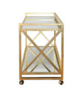 Gerard X-design on side gold leaf bar cart side view