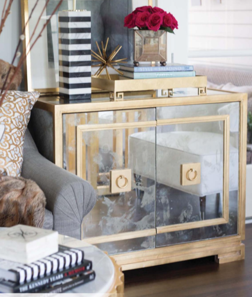 Ophelia Antique Mirror Cabinet in Gold