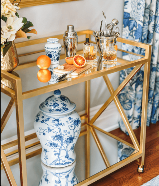 Gerard Bar cart in gold closeup
