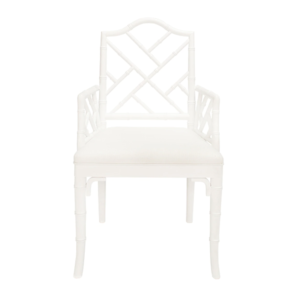Matte White Chippendale arm chair front view