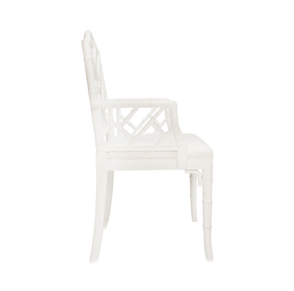 Matte White Chippendale arm chair side view