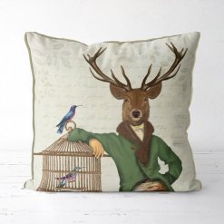 Woodland Critters - Deer & Bamboo Cage Pillow