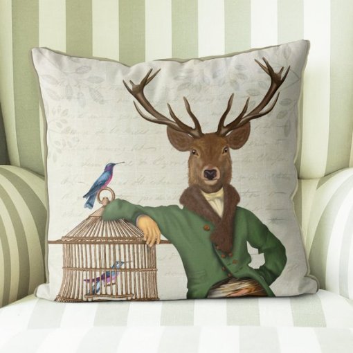 Woodland Critters - Deer & Bamboo Cage Pillow - Image 2