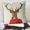 Woodland Critters - Deer in Red & Gold Jacket Pillow