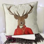 Woodland Critters - Deer in Red & Gold Jacket Pillow