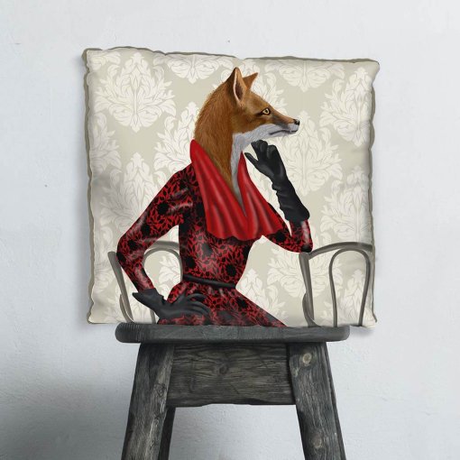 Woodland Critters - Lady Fox with Red Scarf Pillow - Image 2