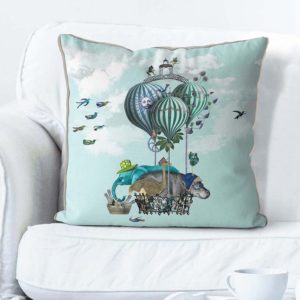 Hippo pillow with balloons set
