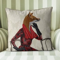 Woodland Critters - Lady Fox with Red Scarf Pillow