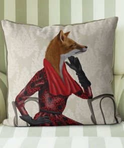 Woodland Critters - Lady Fox with Red Scarf Pillow
