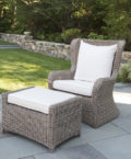 Sag Harbor wicker Hi-Back Lounge chair and ottoman.