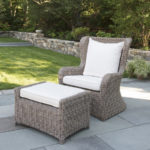 Sag Harbor wicker Hi-Back Lounge chair and ottoman.