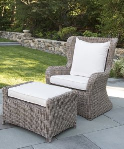 Sag Harbor wicker Hi-Back Lounge chair and ottoman.