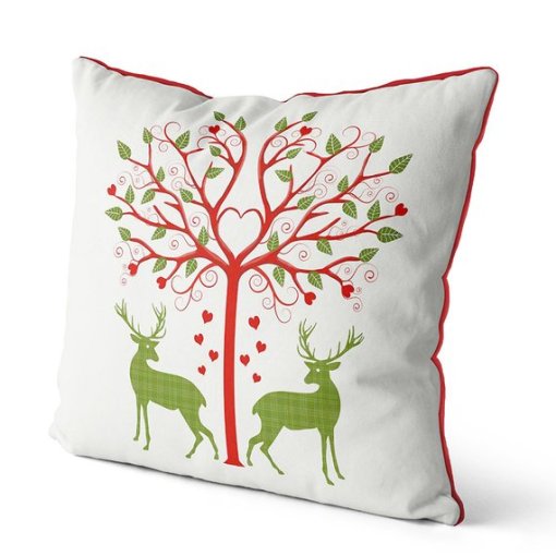Christmas Deer and Heart Tree Cream Pillow - Image 3