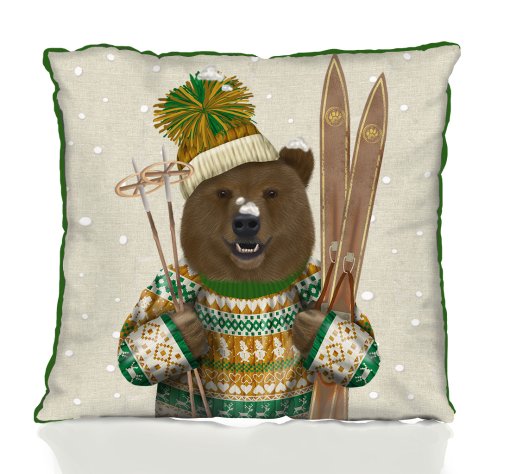 Christmas Bear with Ski's Pillow