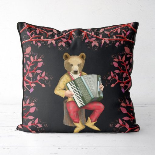 Minstrels Collection Bear in Black Pillow