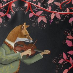 Minstrel Fox & Fiddle in black closeup