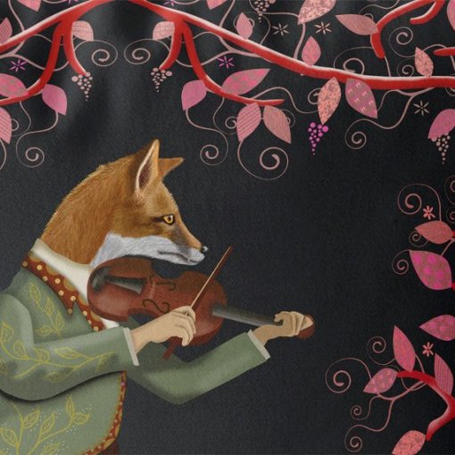 Minstrel Fox & Fiddle in black closeup