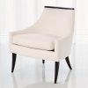 Boomerang white leather chair front view