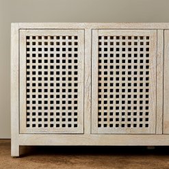 Driftwood credenza closed doors closeup