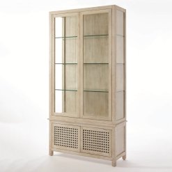 Driftwood cabinet all swing doors shown closed.