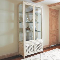 Driftwood cabinet in a lifestyle photo.
