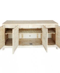 Driftwood credenza open doors view