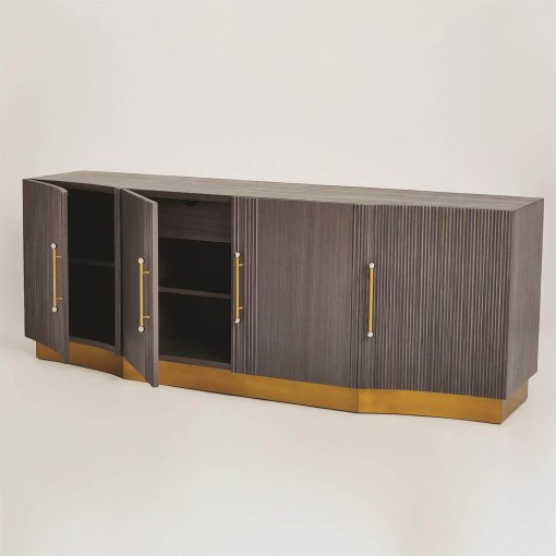 Mayfair media cabinet with 2 left doors open