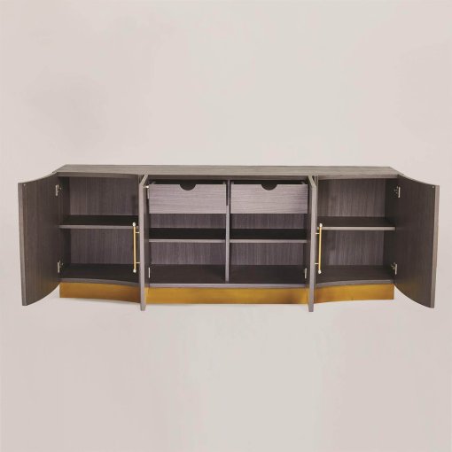 Mayfair media cabinet with all doors open