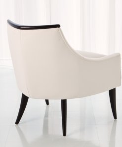 Boomerang white leather chair side view