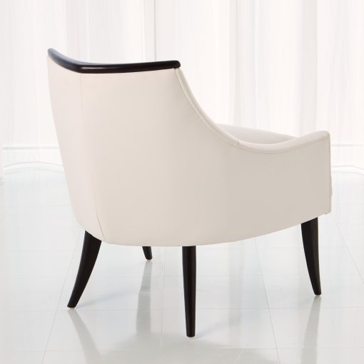 Boomerang white leather chair side view