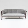 Channel Back sofa deep channels of stitched, Silversmith fabric. Front view.