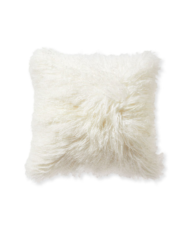 Mongolian fur pillow in Ivory
