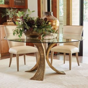 Lotus Dining Table in Antique Brass