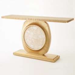 Opera fluted brass with quartz insert console