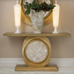 Opera Fluted Console - Brass with Quartz Insert